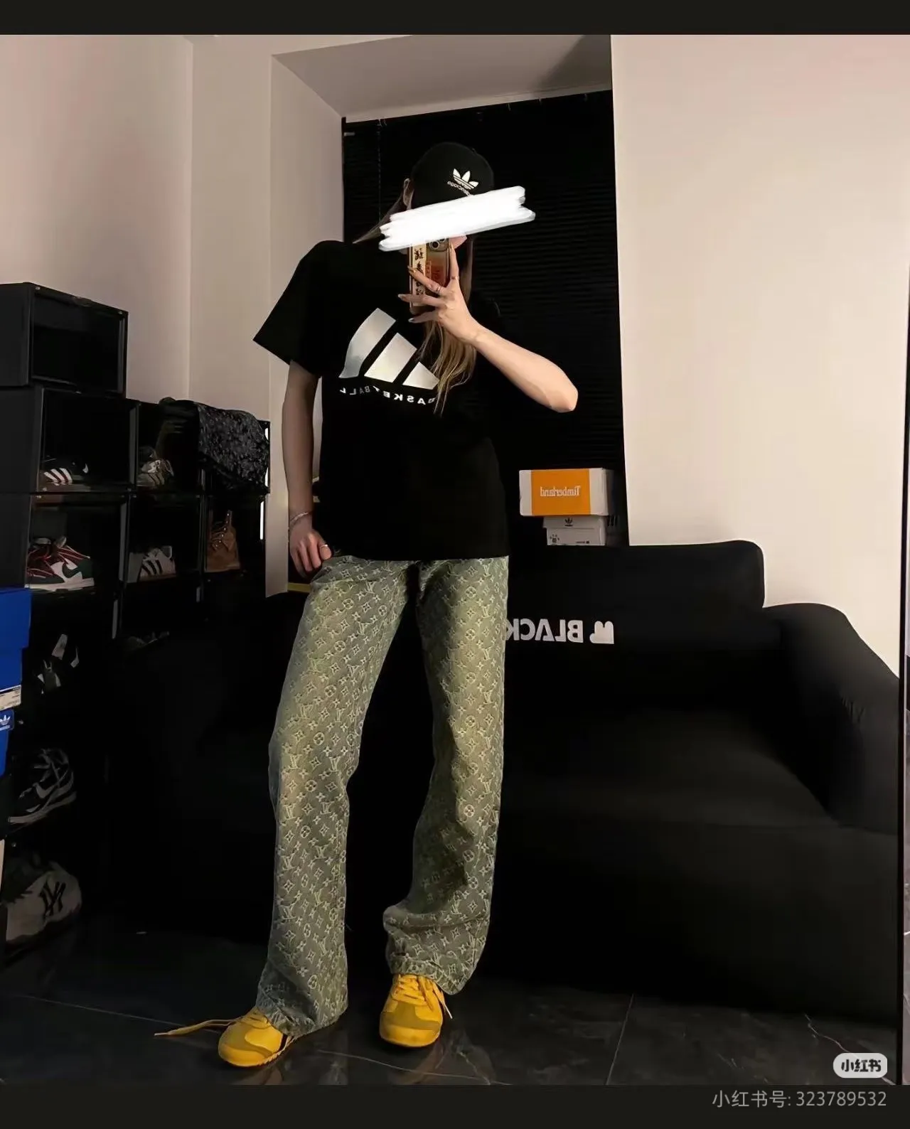 Louis Vuitton/Louis Vuitton all-over printed jacquard straight washed jeans